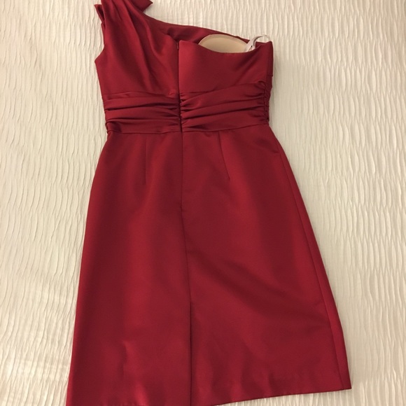 🌹One-shoulder satin dress with bow - Picture 4 of 6